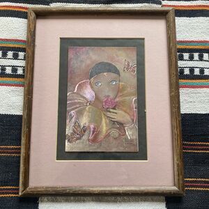 Vintage Foil Metallic Artwork By Marilyn A. Ward. Framed. Butterfly’s. Folk Art.